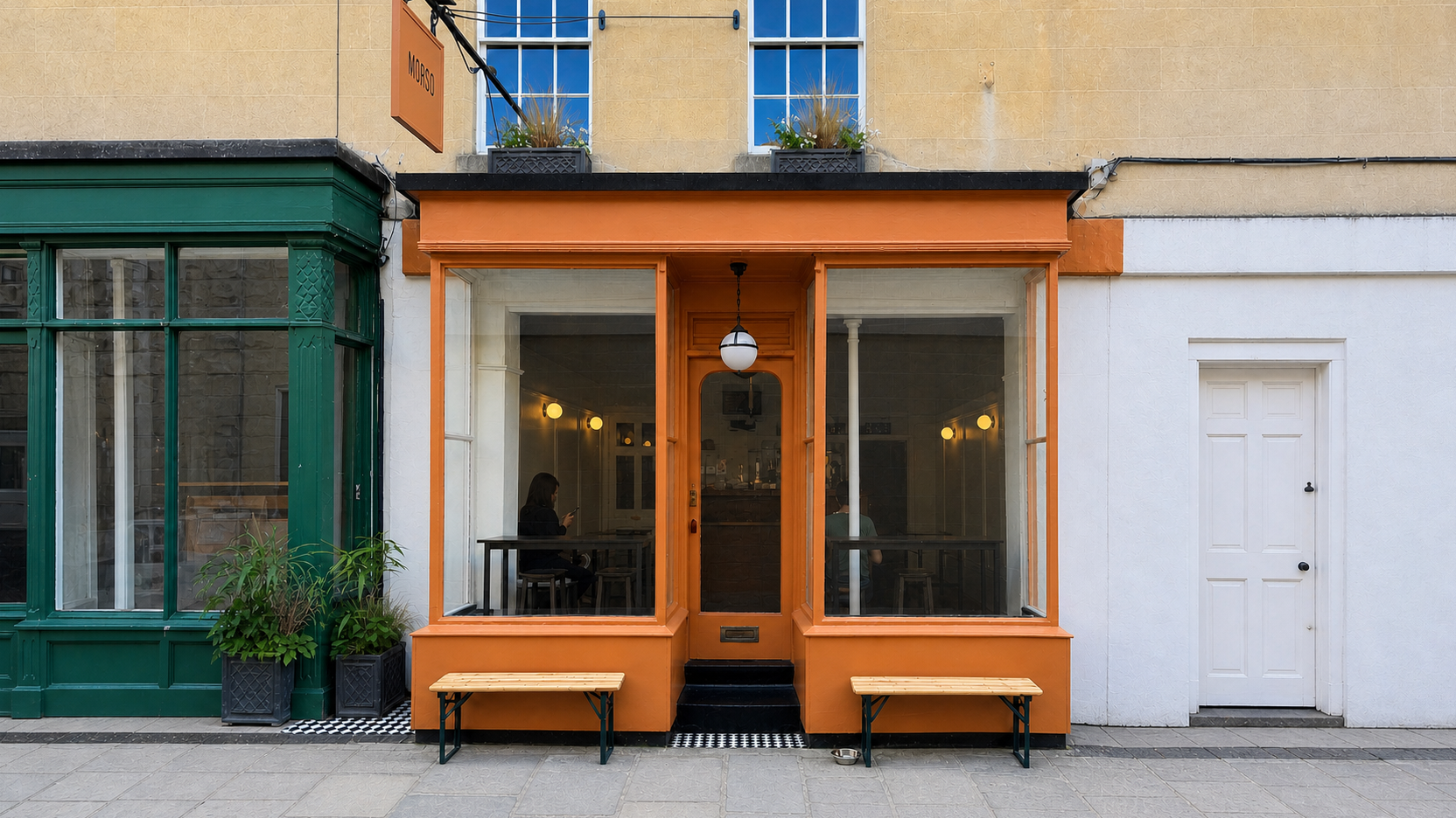 Morso Bakery's orange Saville Row storefront